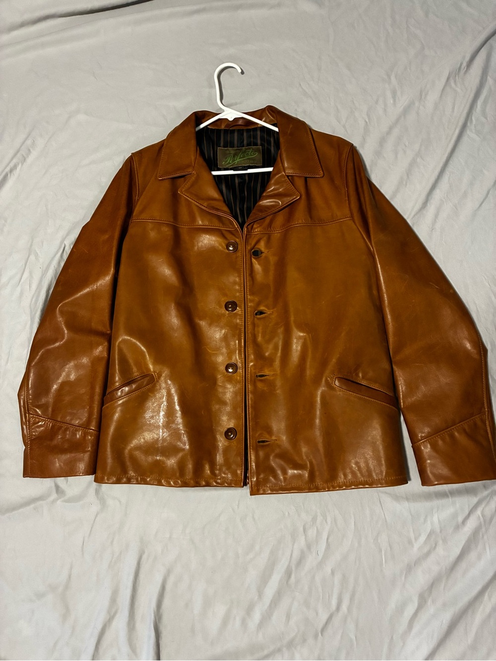 Schott NYC Men's Cognac Leather Shirt Jacket